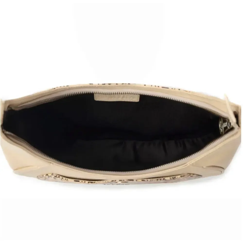 NWT Western Alanna Embossed Leather Mini Hobo Bag in Vanilla Noir